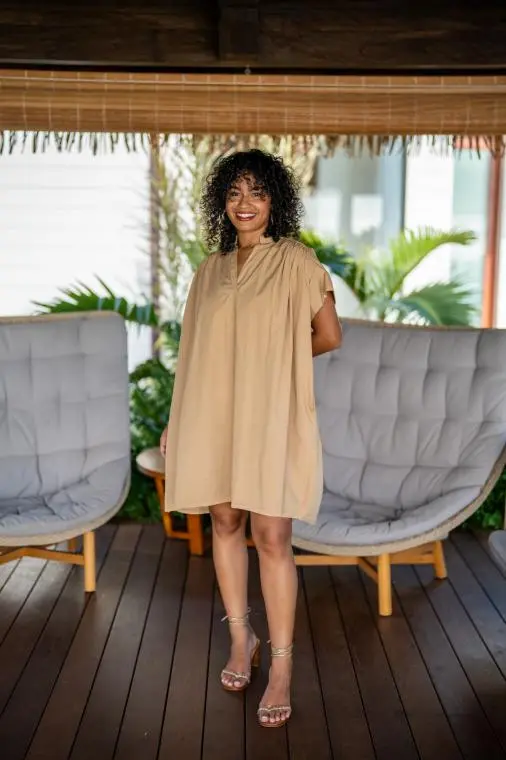 Robe courte unie, Rouille, Taille unique