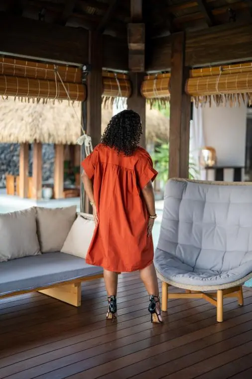 Robe courte unie, Rouille, Taille unique