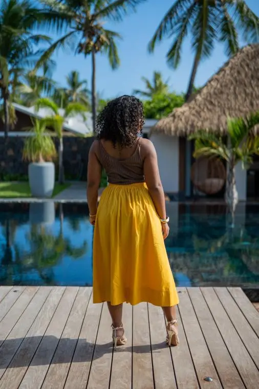 Jupe unie, Camel, Taille unique