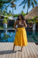 Jupe unie, Camel, Taille unique