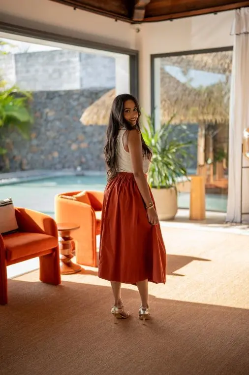 Jupe unie, Camel, Taille unique