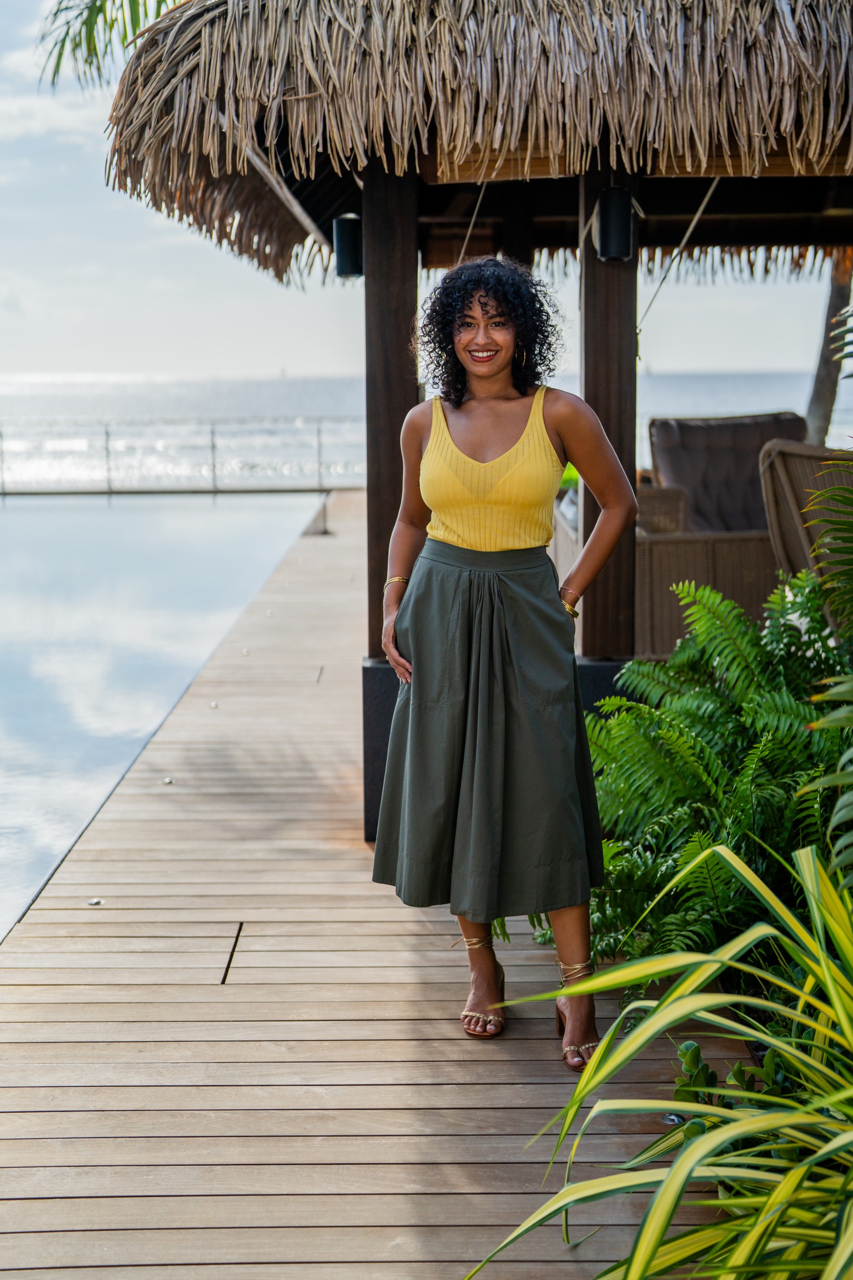 Jupe unie, Camel, Taille unique