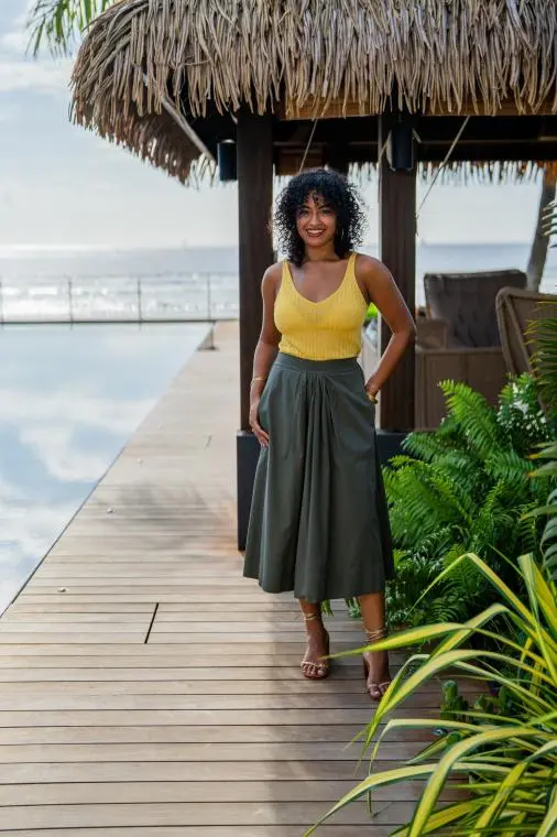 Jupe unie, Camel, Taille unique