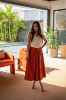 Jupe unie, Camel, Taille unique