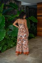 Combinaison imprimée fleurs, Vert olive, Taille unique