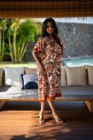 Robe courte imprimée fleurs, Rouille, Taille unique