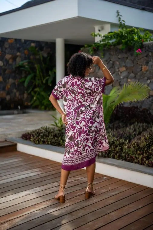 Robe courte imprimée fleurs, Rouille, Taille unique