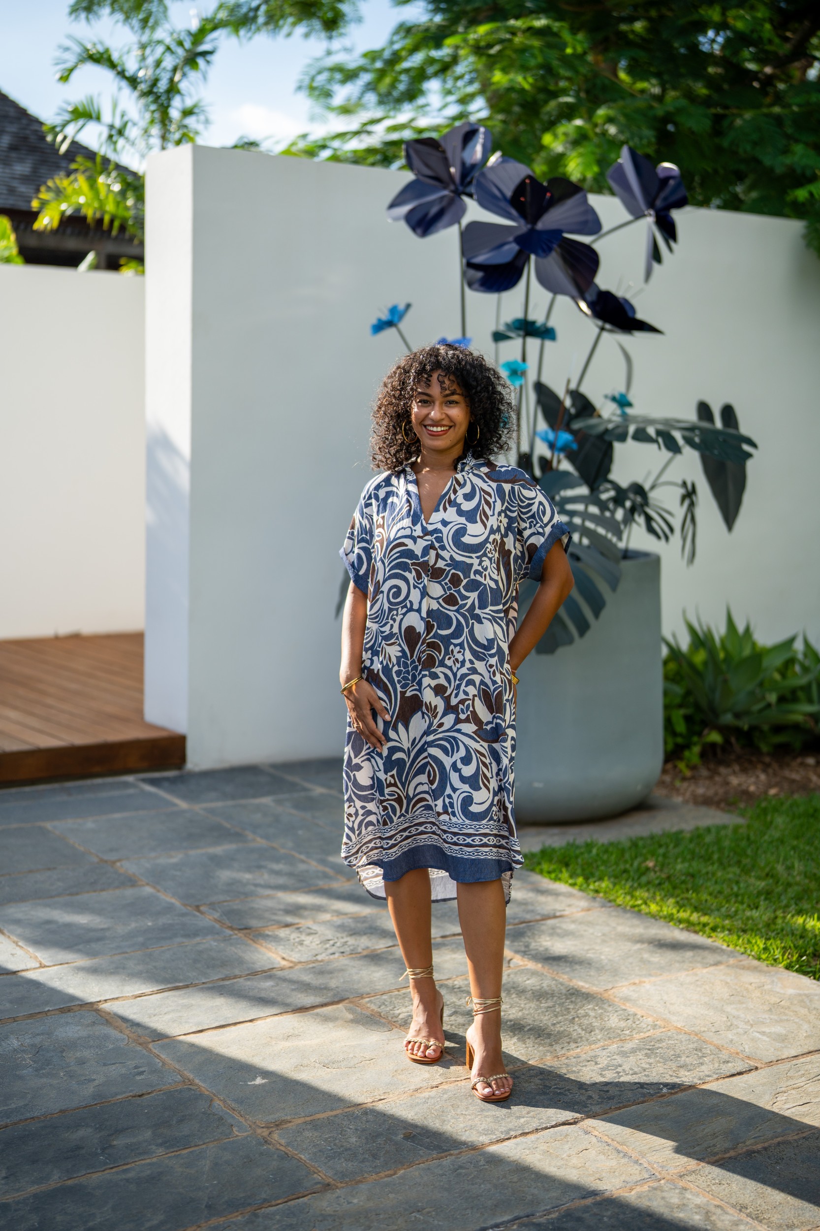 Robe courte imprim&eacute;e fleurs