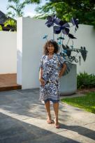 Robe courte imprimée fleurs, Rouille, Taille unique