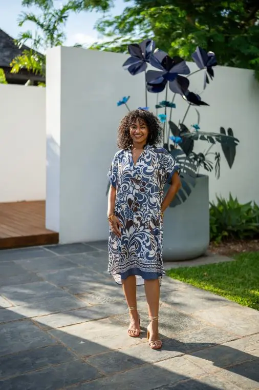 Robe courte imprimée fleurs, Rouille, Taille unique