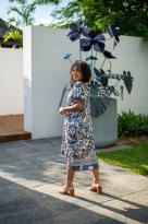 Robe courte imprimée fleurs, Rouille, Taille unique