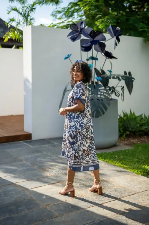 Robe courte imprimée fleurs, Rouille, Taille unique