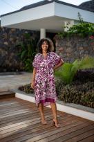 Robe courte imprimée fleurs, Rouille, Taille unique