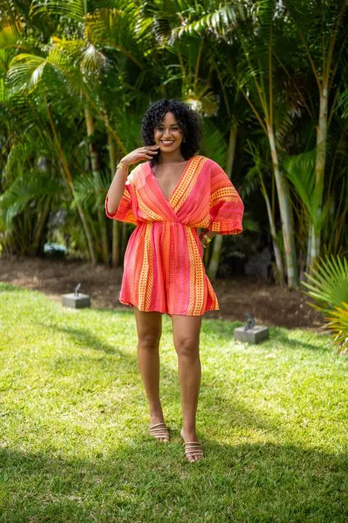 Combinaison short , Corail, Taille unique