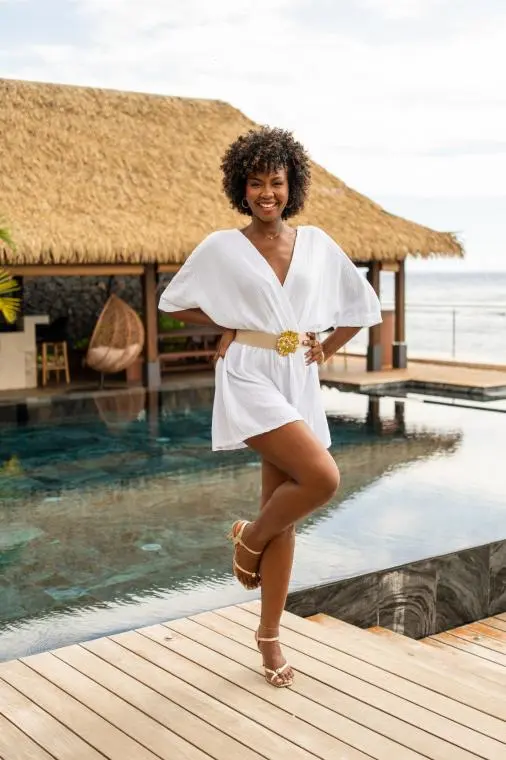 Combinaison short unie, Corail, Taille unique