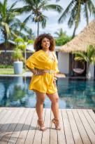 Combinaison short unie, Corail, Taille unique