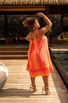 Robe imprimée à bretelles , Corail, Taille unique