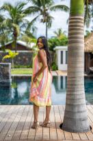 Robe imprimée à bretelles , Corail, Taille unique