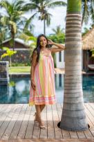 Robe imprimée à bretelles , Corail, Taille unique