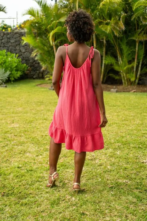 Robe courte unie à bretelles, Blanc, Taille unique