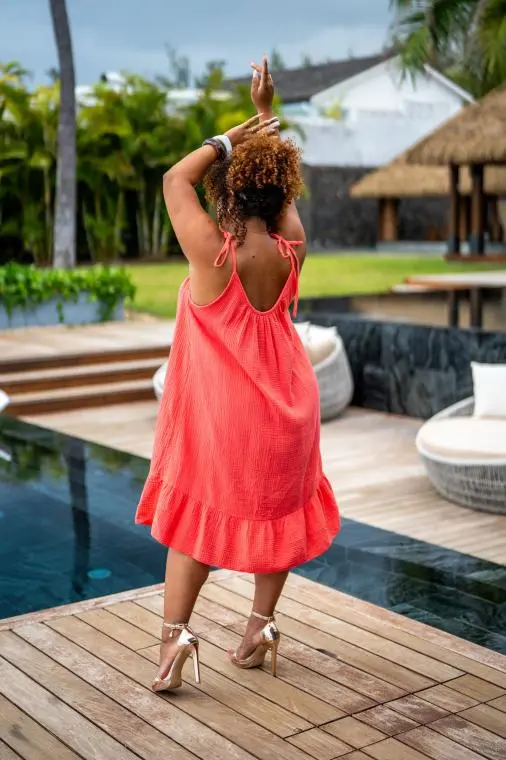 Robe courte unie à bretelles, Blanc, Taille unique