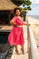 Robe mi longue , Corail, Taille unique