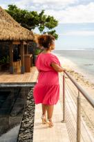 Robe mi longue , Corail, Taille unique