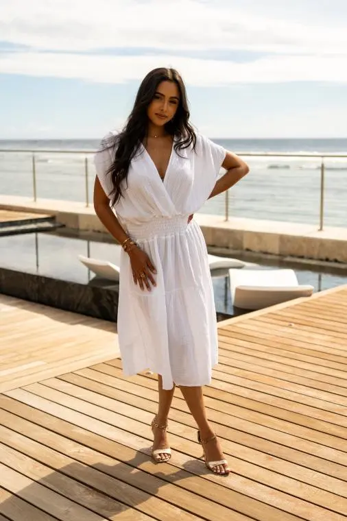 Robe mi longue , Corail, Taille unique