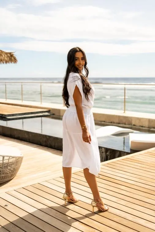 Robe mi longue , Corail, Taille unique