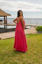 Robe longue à bretelles, Corail, Taille unique