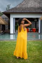 Robe longue à bretelles, Corail, Taille unique