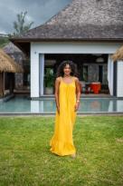 Robe longue à bretelles, Corail, Taille unique