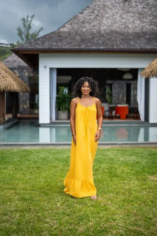 Robe longue à bretelles, Corail, Taille unique