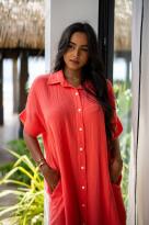 Robe chemise , Corail, Taille unique
