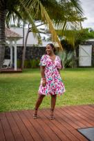 Robe imprimée fleurs, Vert, L/XL