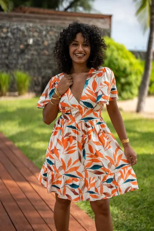 Robe imprimée fleurs, Vert, L/XL