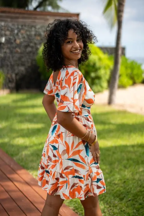 Robe imprimée fleurs, Vert, L/XL