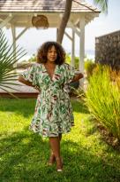 Robe imprimée fleurs, Vert, L/XL