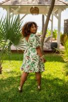 Robe imprimée fleurs, Vert, L/XL