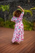 Robe longue imprimée , Orange, L/XL