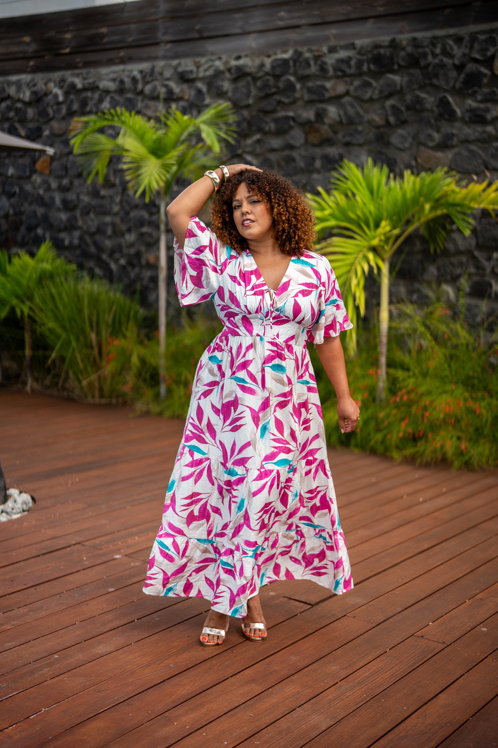 Robe longue imprim&eacute;e