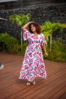 Robe longue imprimée , Orange, L/XL