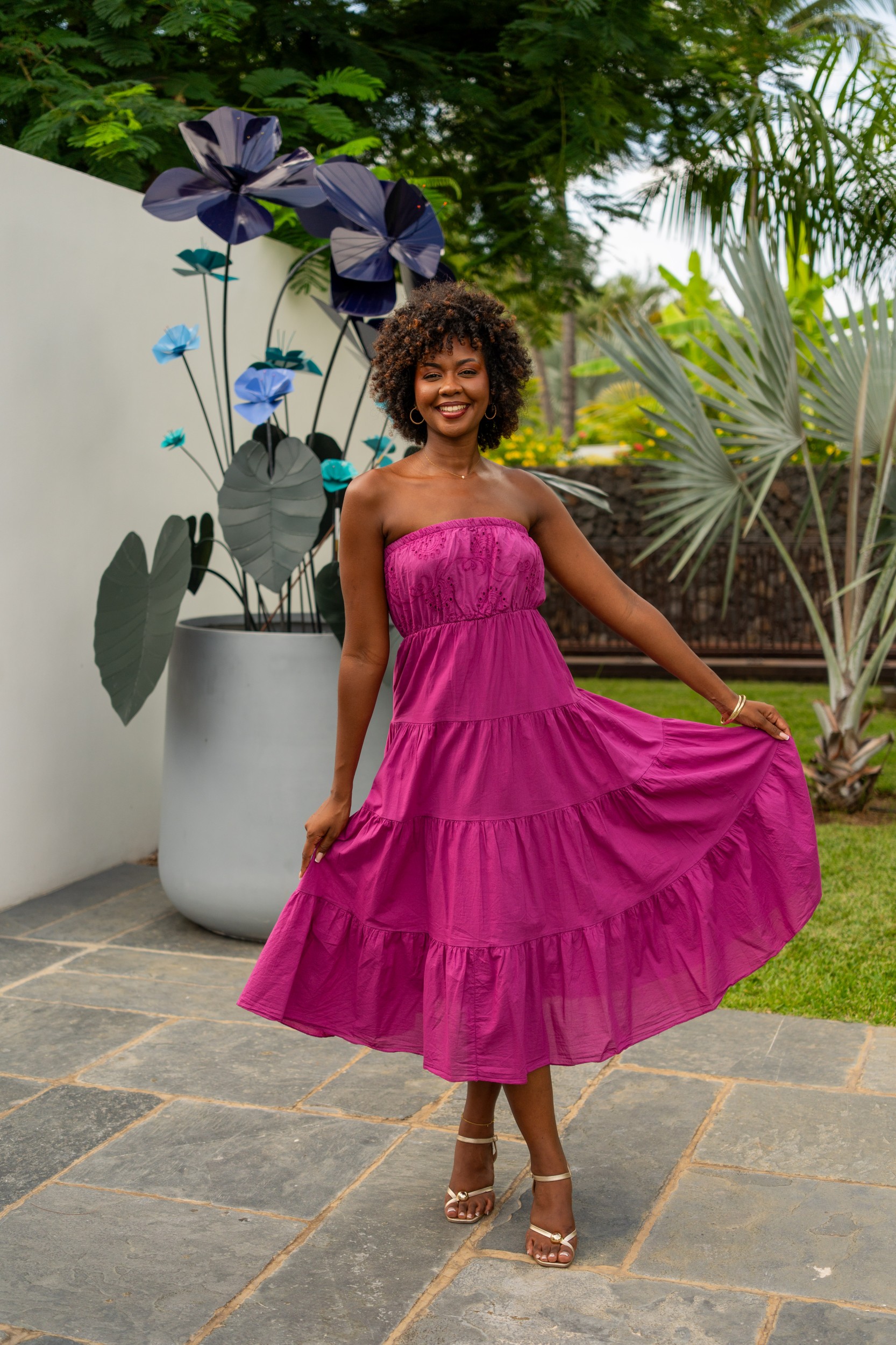 robe bustier brod&eacute;e, &Eacute;cru, Taille unique