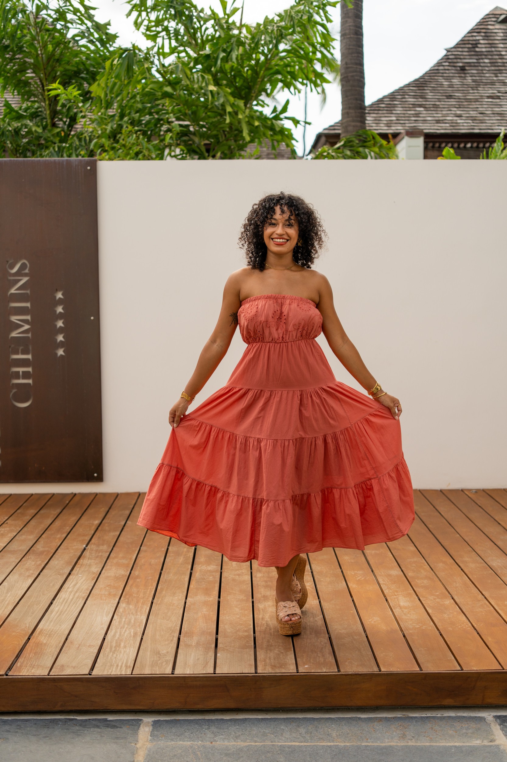 robe bustier brod&eacute;e, &Eacute;cru, Taille unique