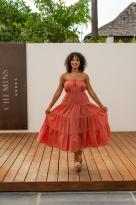 robe bustier brodée, Écru, Taille unique