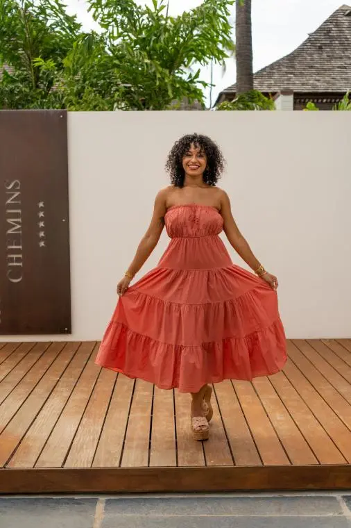 robe bustier brodée, Écru, Taille unique