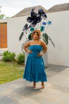 robe bustier brodée, Écru, Taille unique