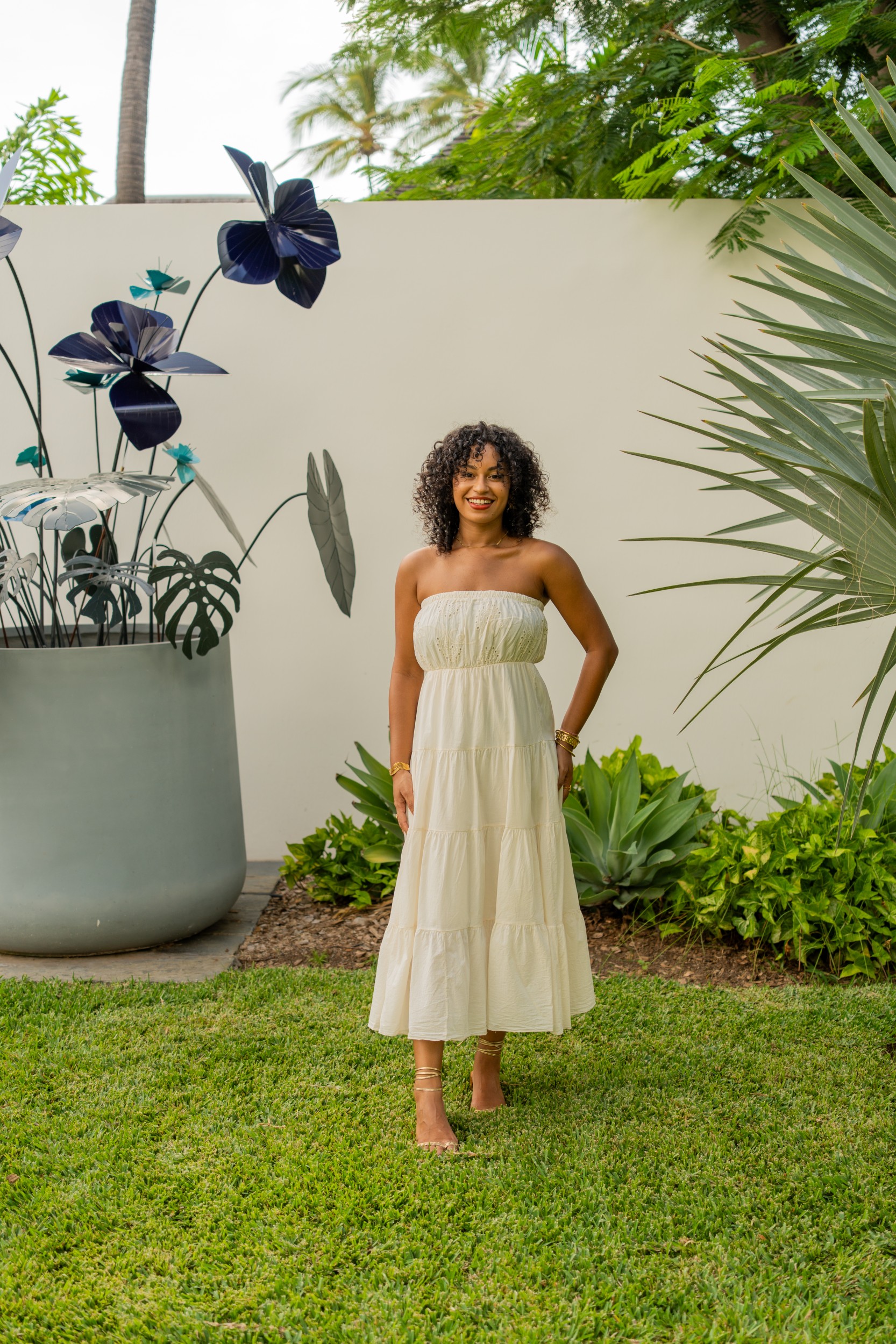 robe bustier brod&eacute;e, &Eacute;cru, Taille unique