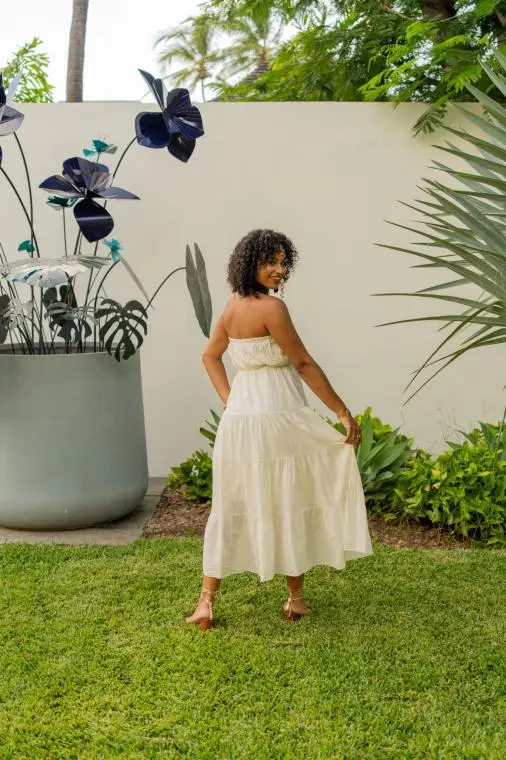 robe bustier brodée, Écru, Taille unique