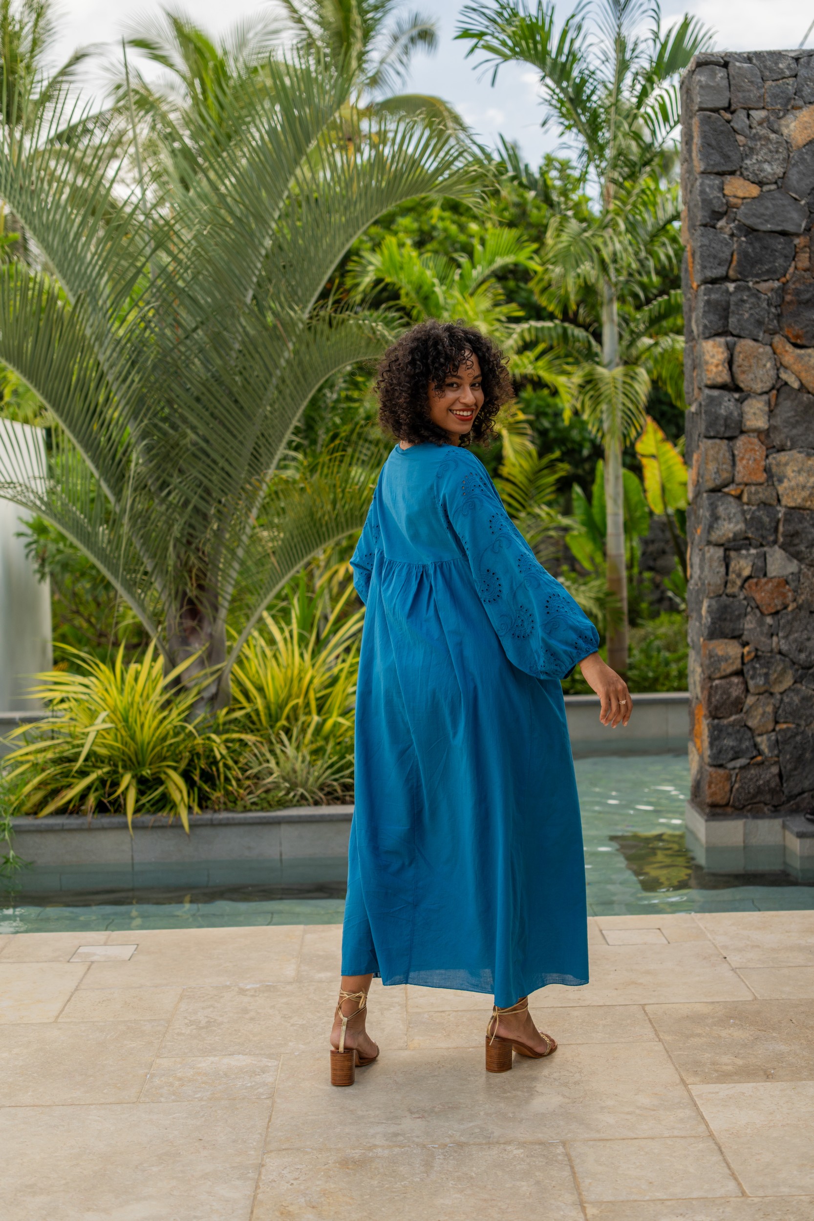 Robe longue brod&eacute;e, &Eacute;cru, Taille unique